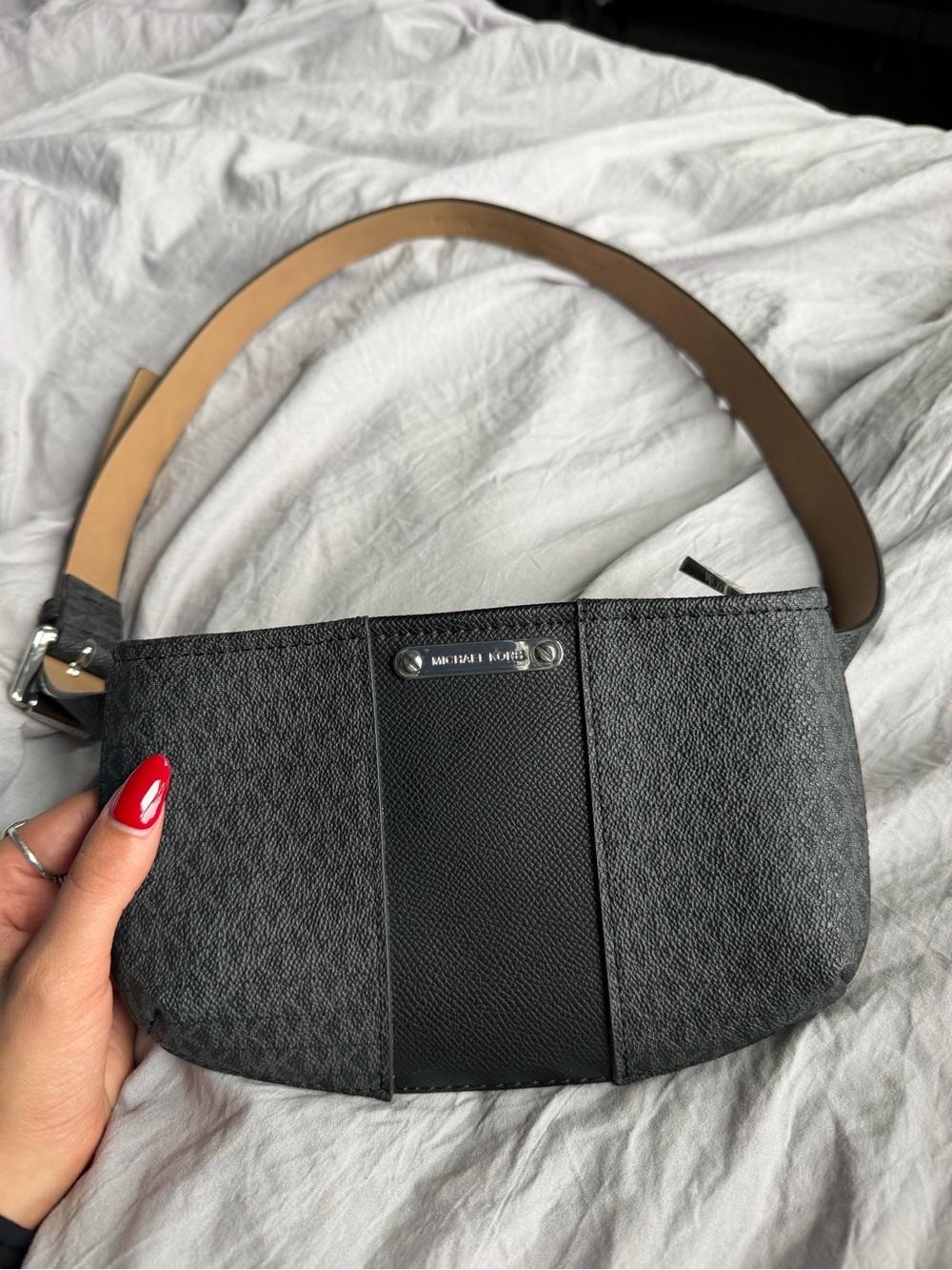 Michael Kors Black and Gray Shoulder Bag